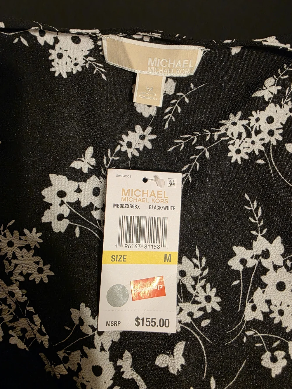 Michael Kohrs Black Floral Smocked Waist Women's Dress